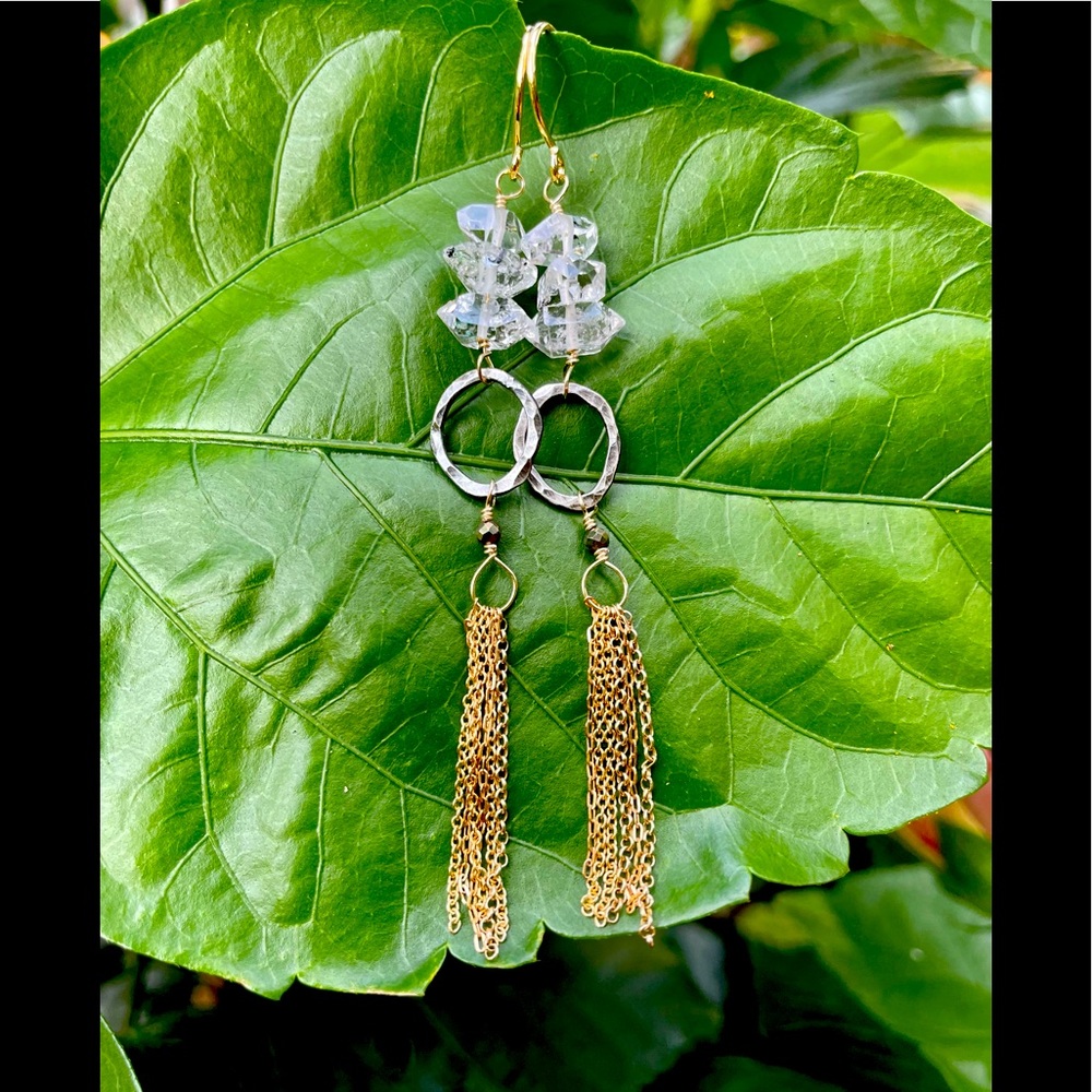 Herkimer Quartz Tassel Earrings